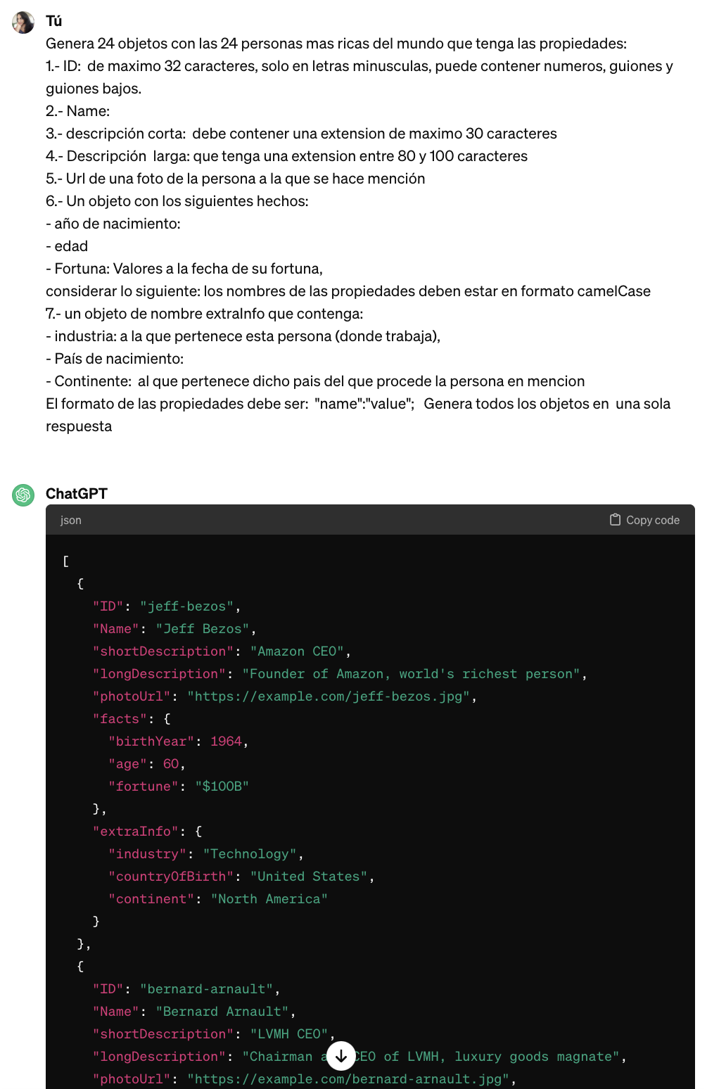 Ejemplo de prompt