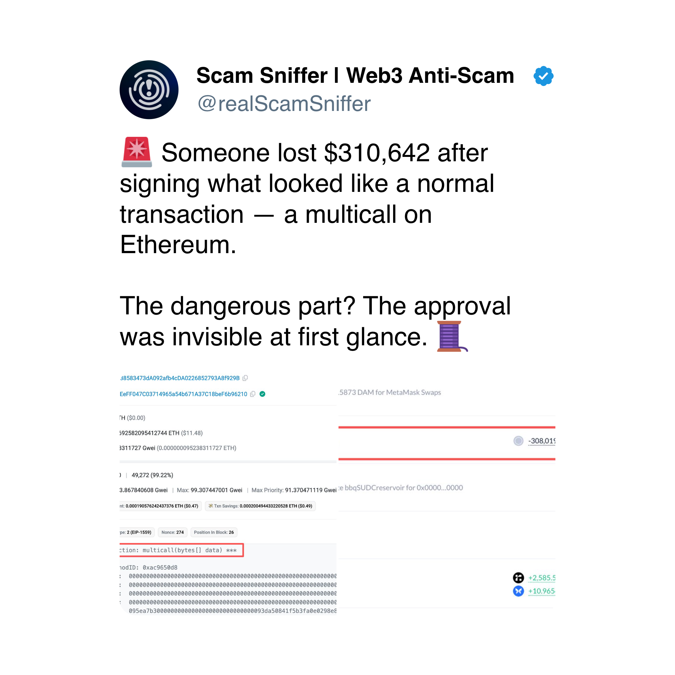 Cointelegraph tweet about an unsafe DeFi interaction