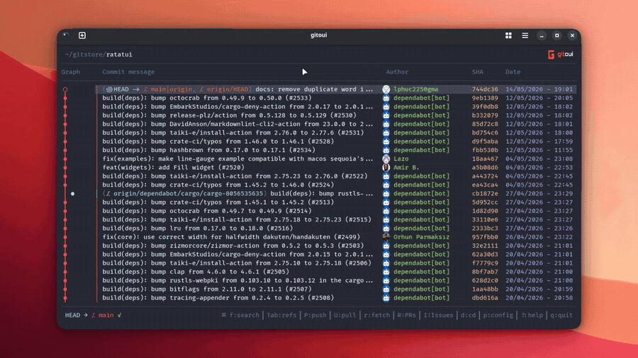 Live theme cycling, Configuration view, ← / → cycles built-ins, UI repaints on each press