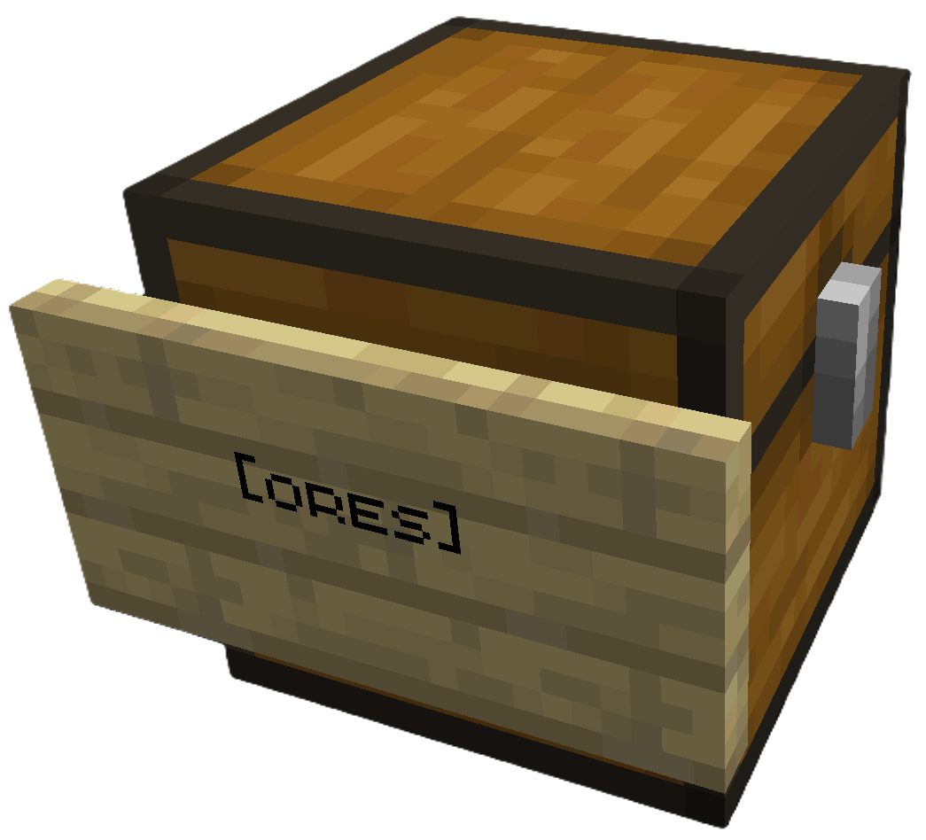 Ores chest with sign