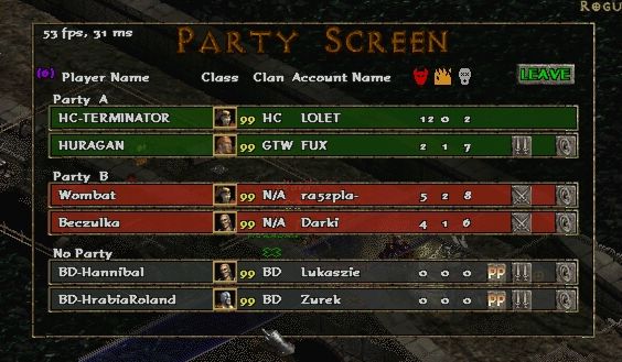 Party screen