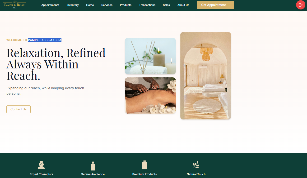 Pamper & Relax Spa Website Preview