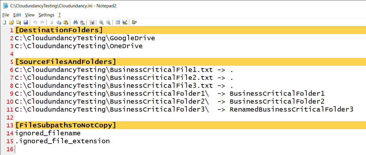 CloudundancyTesting .ini file