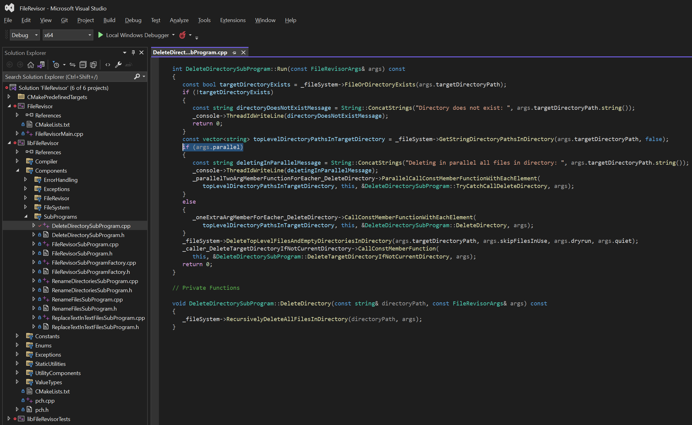 FileRevisor Code Structure As It Appears In Visual Studio 2022 On Windows