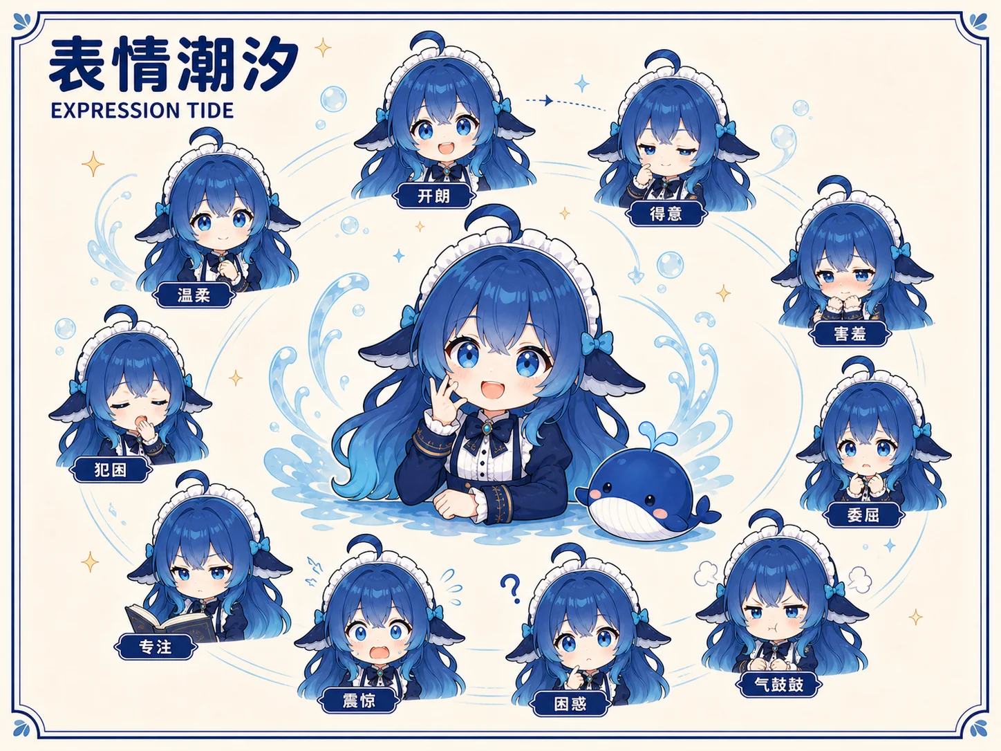 Whale-chan expression guide