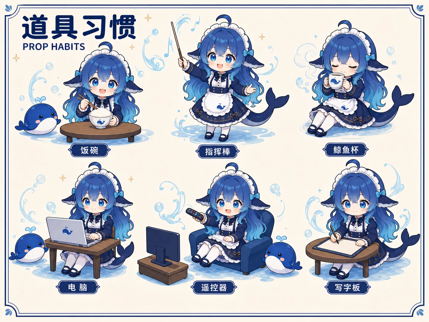 Whale-chan prop habits