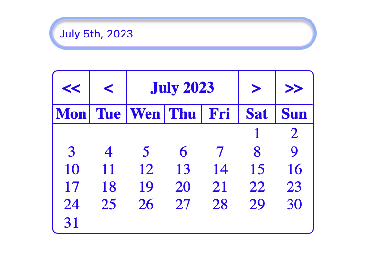 Calendar input