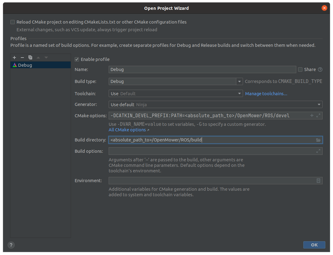 CLion CMake Settings