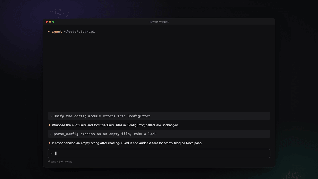 Press ⌃Q in a terminal, type r sec --scope=staged -s, preview the prompt, and press ⌘↩ to insert it