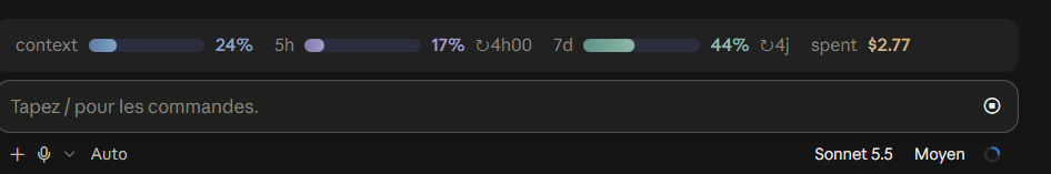 usage-bars above the Claude Code Desktop prompt