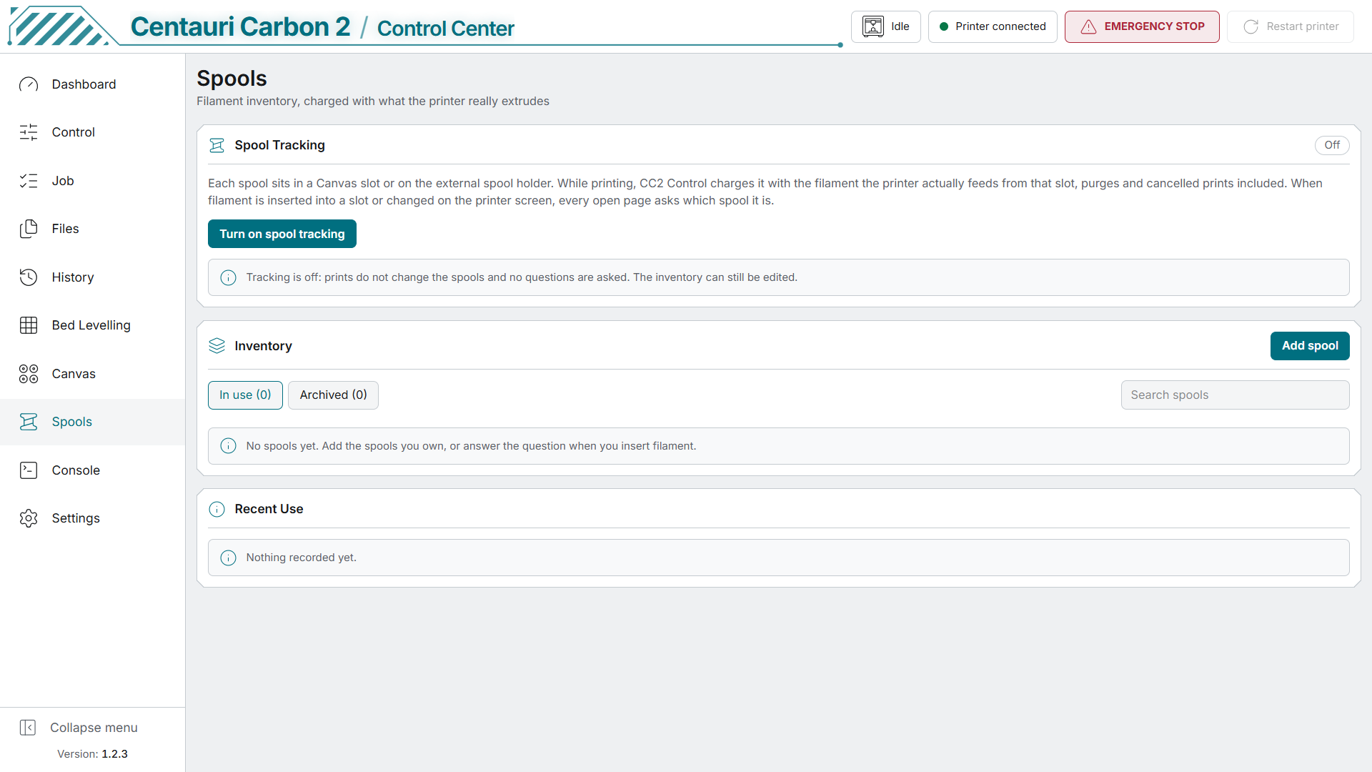 Spool inventory and optional tracking controls