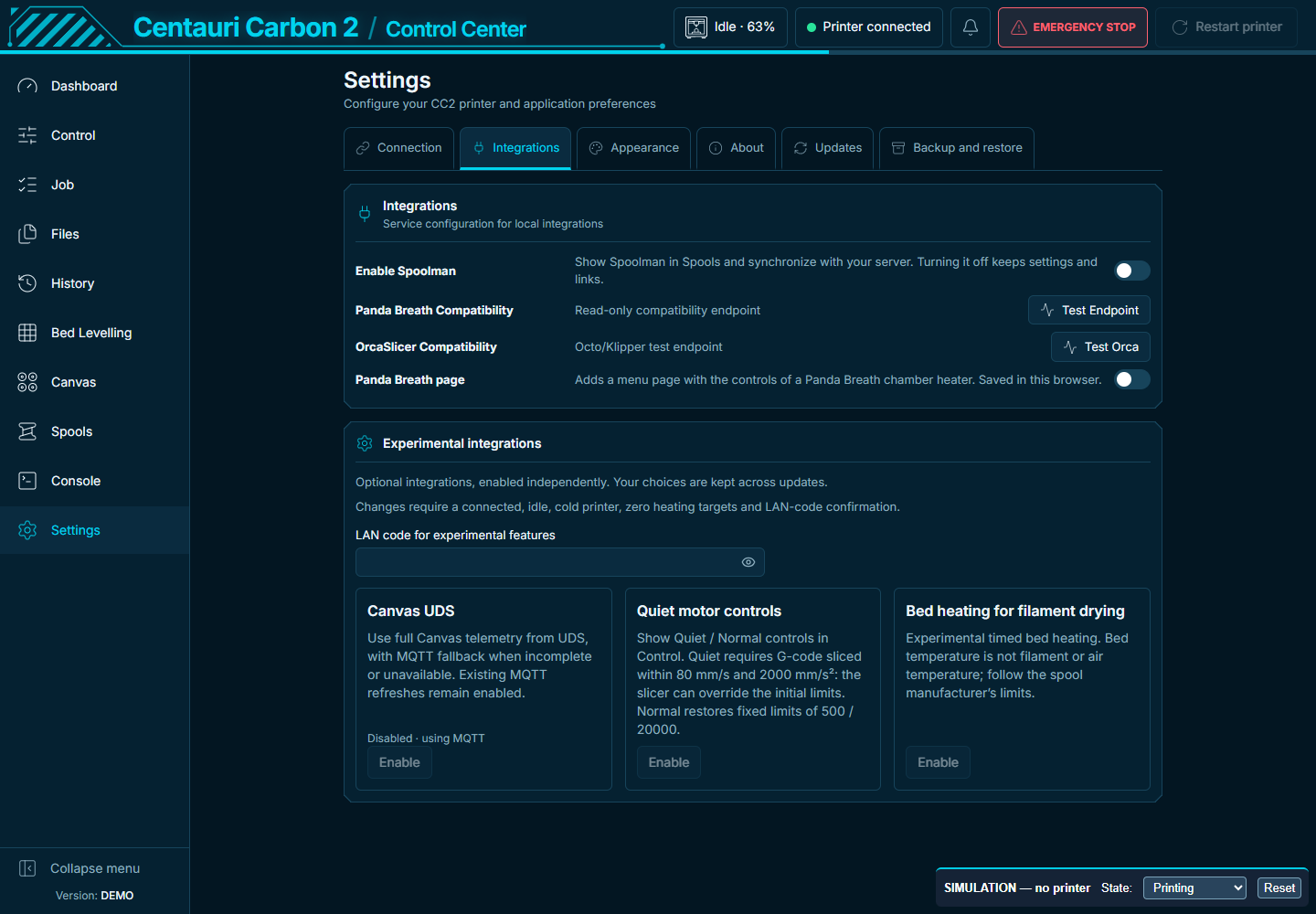 Independent experimental settings
