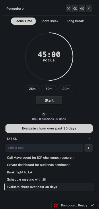 Default theme - sidebar with tasks