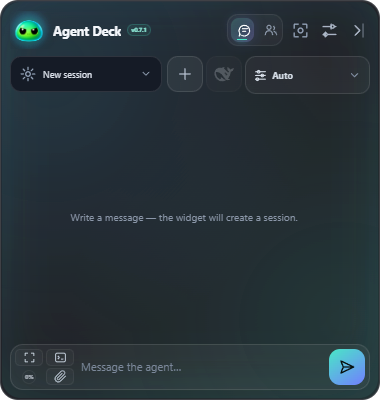 Empty session with a visible zero percent context ring