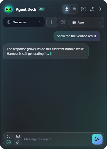 Live growing assistant response bubble
