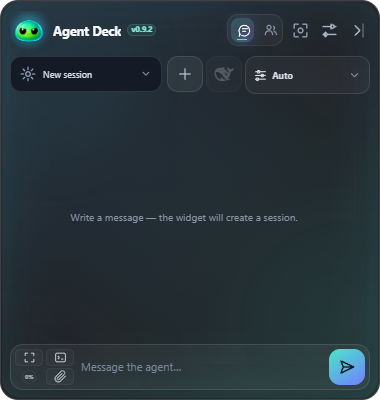 Empty session with a visible zero percent context ring