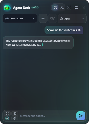 Live growing assistant response bubble