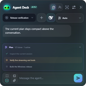 Harness TODO plan rendered inside the compact chat