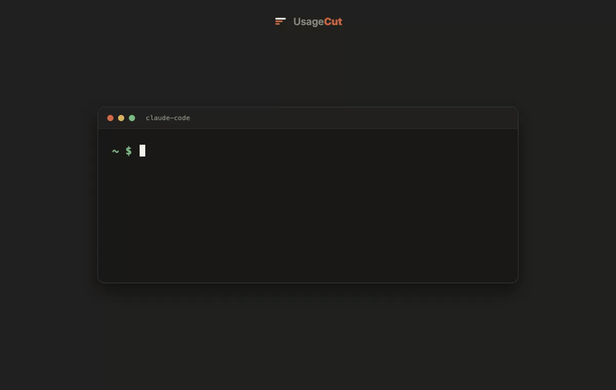 UsageCut demo - npx usagecut scans your Claude Code setup, shows the waste, and cuts it