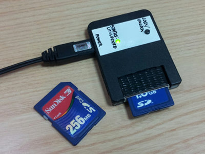 sdlocker-tiny built inside the shell of an old PlayStation Memory Card