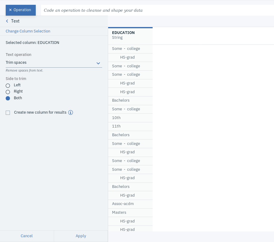 Harmonization data in the EDUCATION field 2