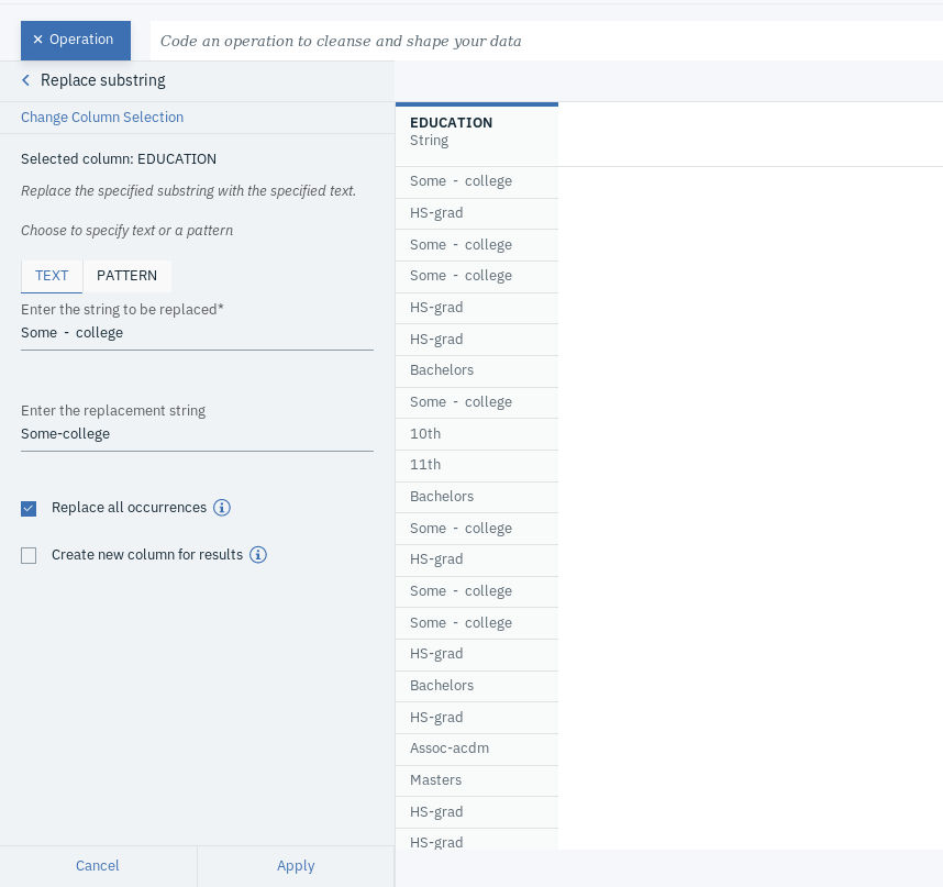 Harmonization data in the EDUCATION field 3