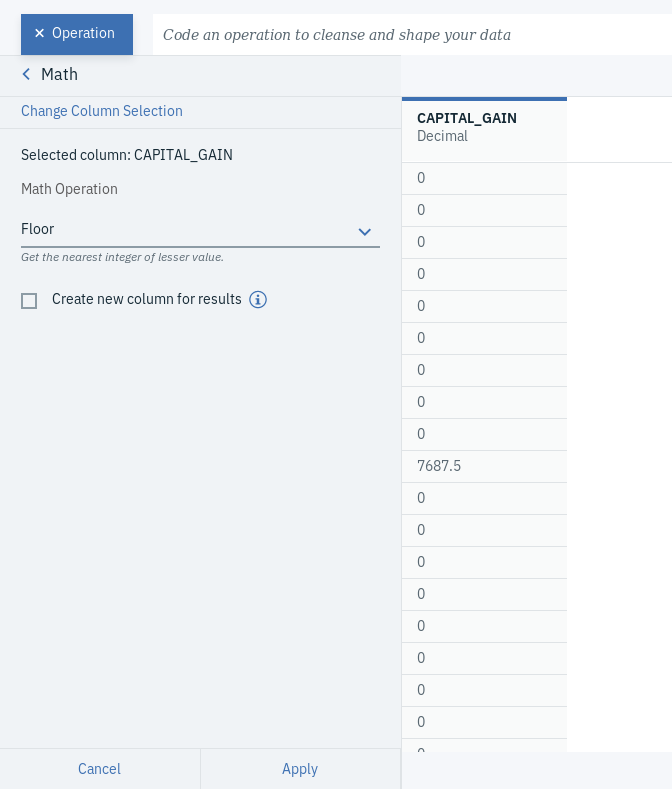 Rounding up the values in CAPITAL_GAIN