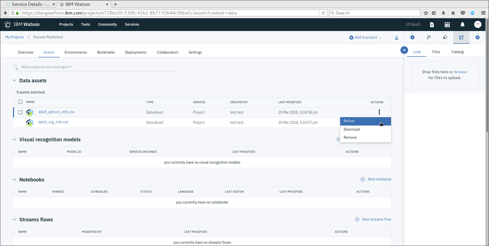 Adding data assets