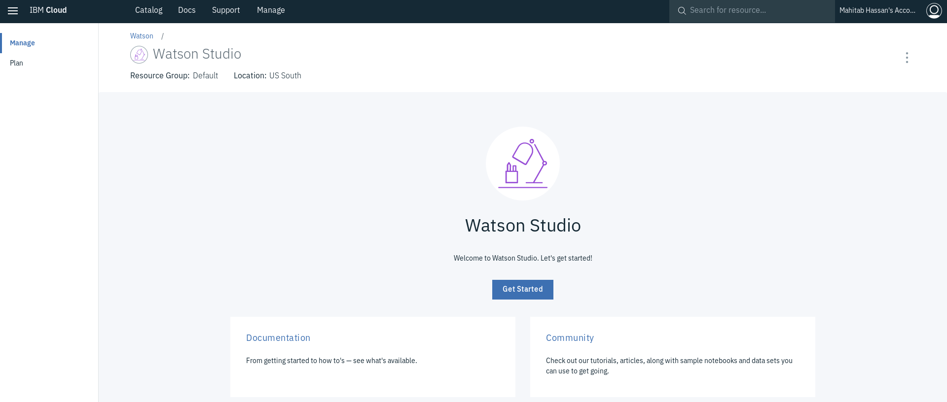 IBM Watson Studio service (Get Started)