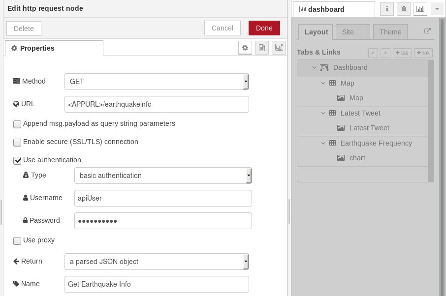 Screen capture of http response node