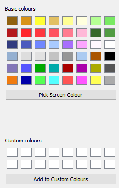 Colour selection dialog left side.