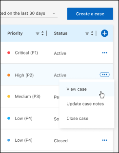 Capture d'écran qui montre les actions que vous pouvez effectuer après avoir sélectionné le menu dans la dernière colonne du tableau.