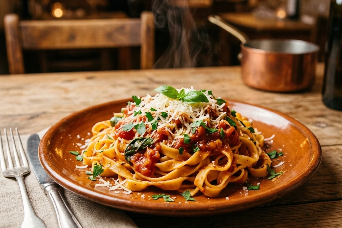 A plated pasta dish in a sample post.