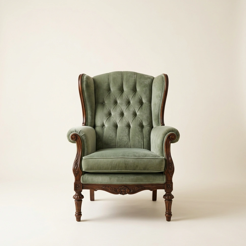 Sage green wingback chair