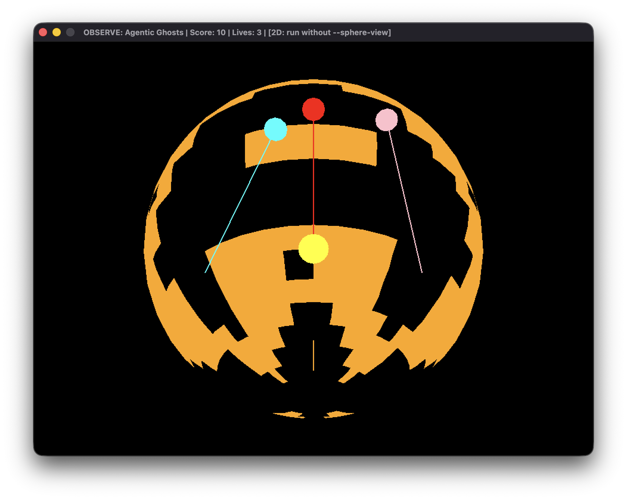 Pacman 3D sphere 3 — hunting lines