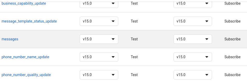 Webhook fields subscription