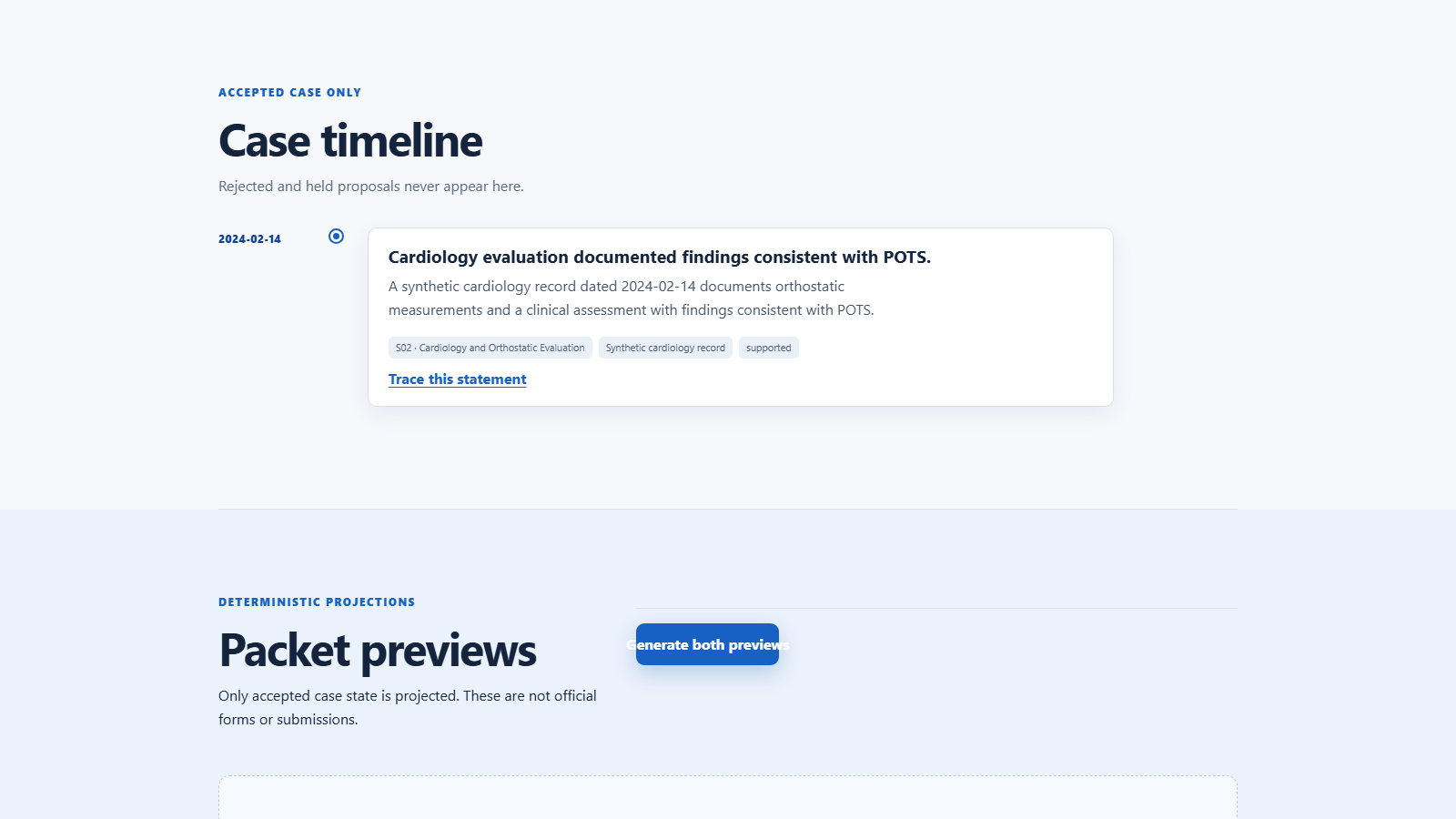 Case Navigator accepted case timeline