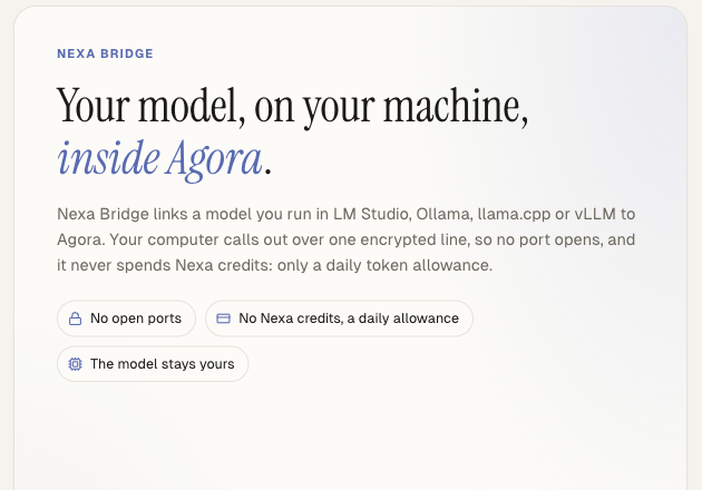 Nexa Bridge in the web app