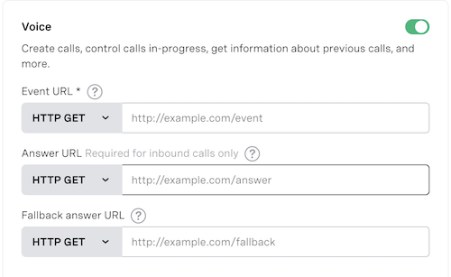 Voice API URL settings