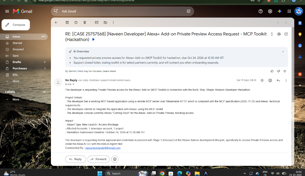 Amazon Support Case 25757568