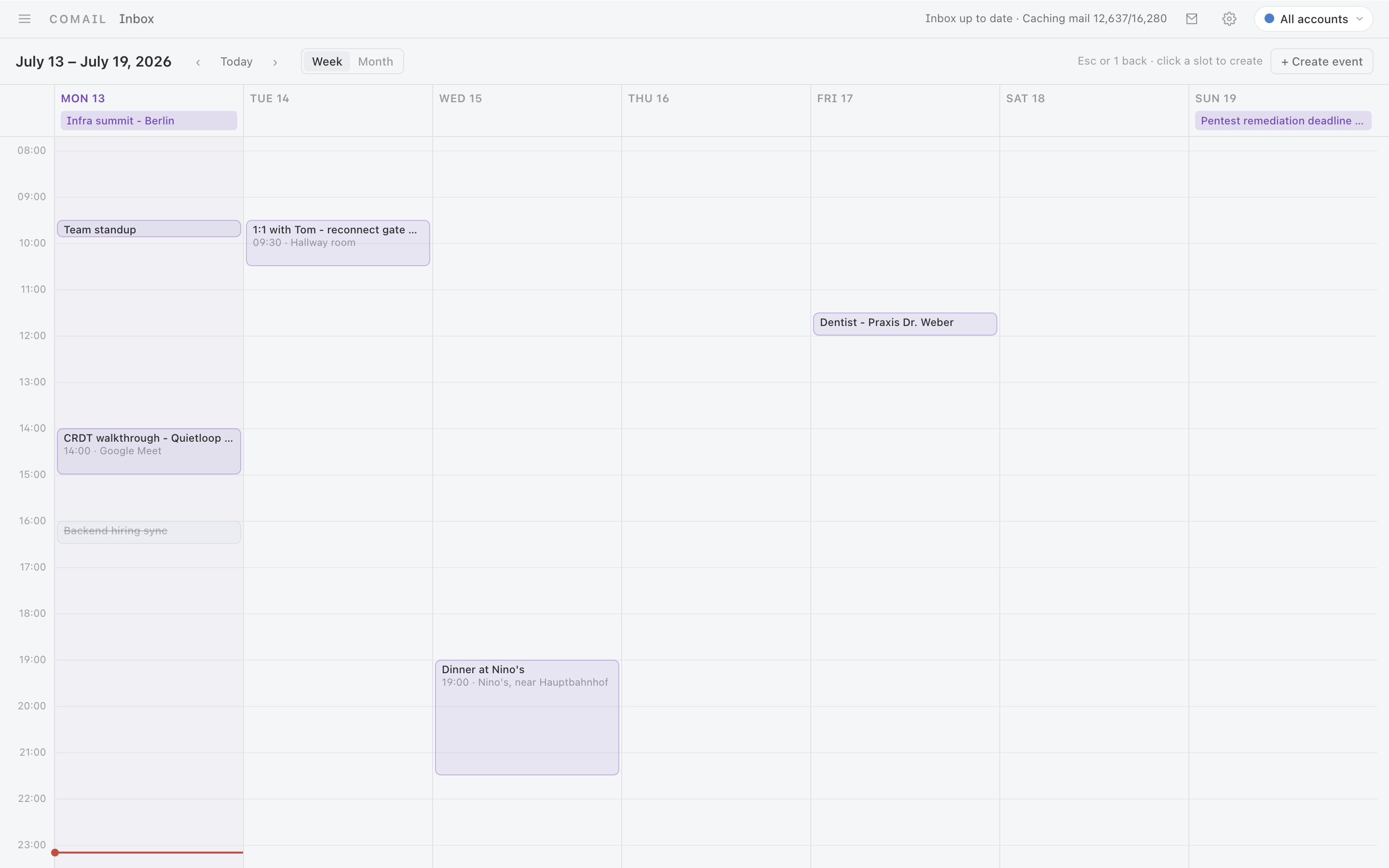 Comail calendar