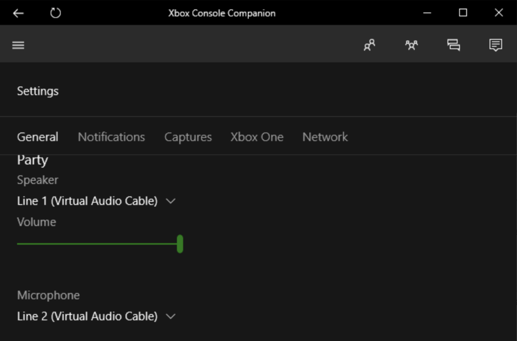 Audio settings in Xbox Console Companion App