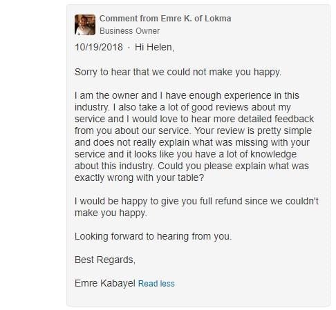 example customer review