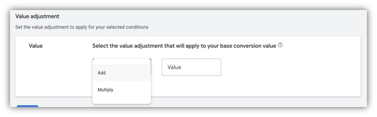 conversion value rules - adding value adjustments