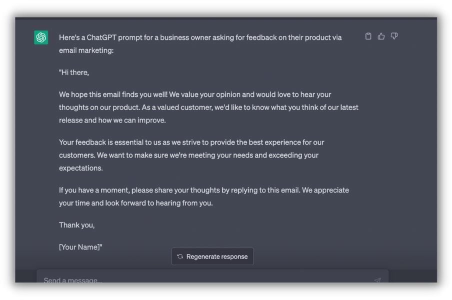 chatgpt prompt to get response for a negative comment on social media