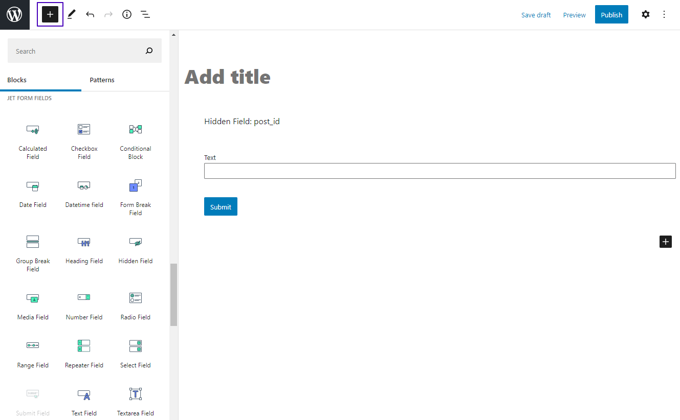 Name the form and start adding the fields