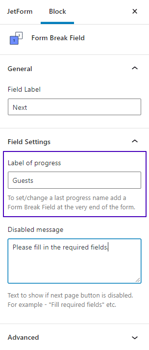 Label of progress values - How to Create a Multi-Step Form in WordPress?