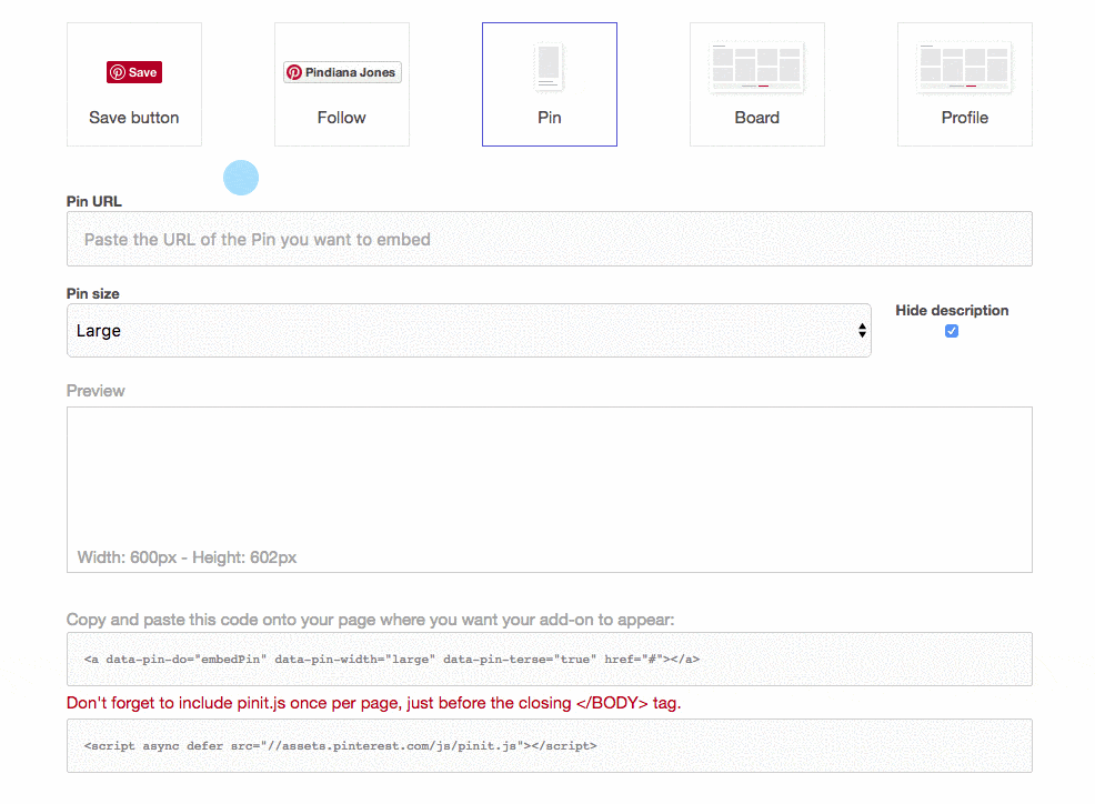 Building a Pinterest widget
