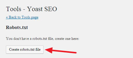 Then you need to click on “Create robots.txt file.”