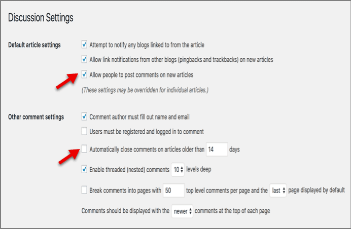 “Allow people to post comments on new articles